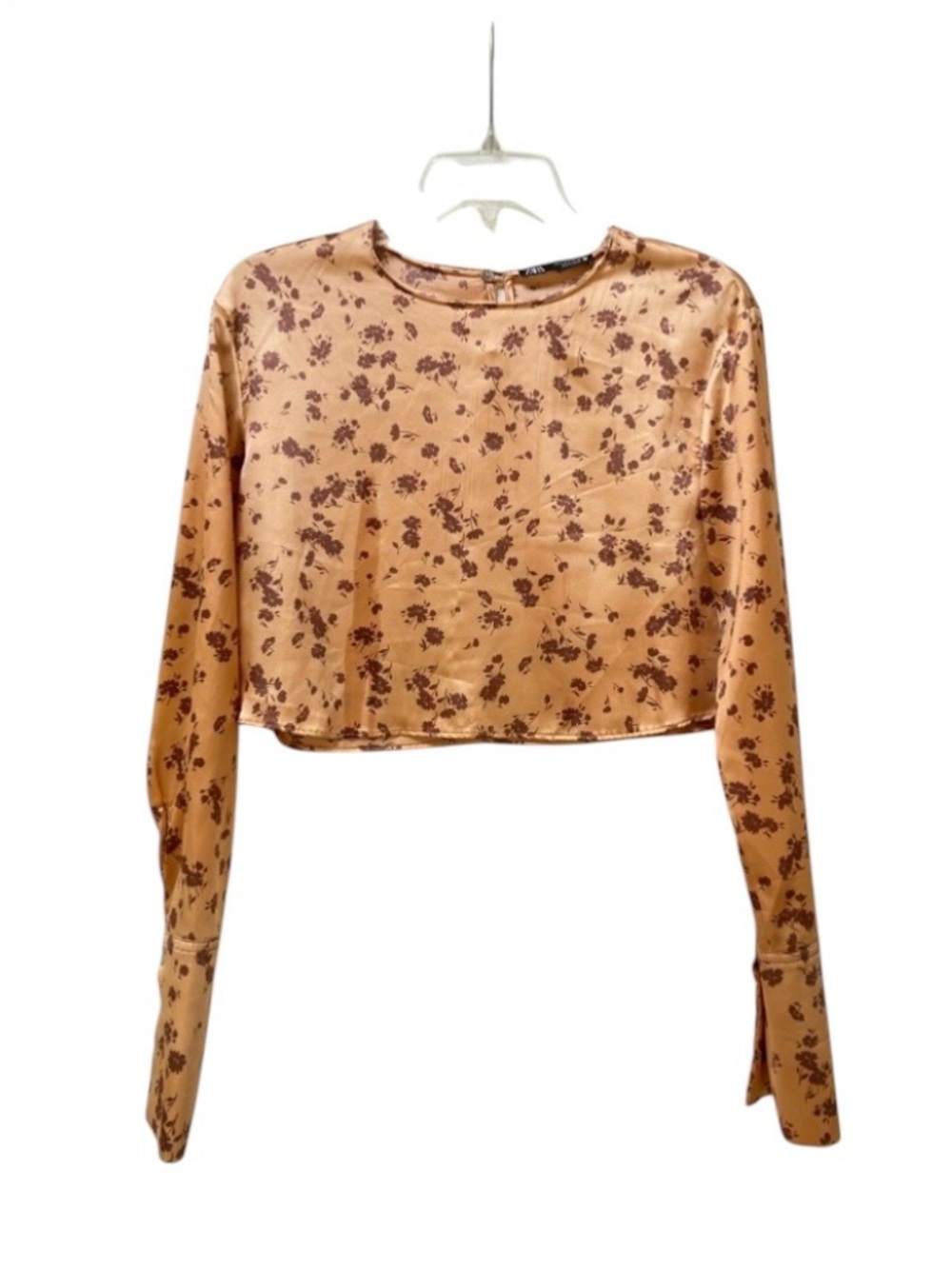 Zara Coquette Satin Floral Crop Top Women’s Size S